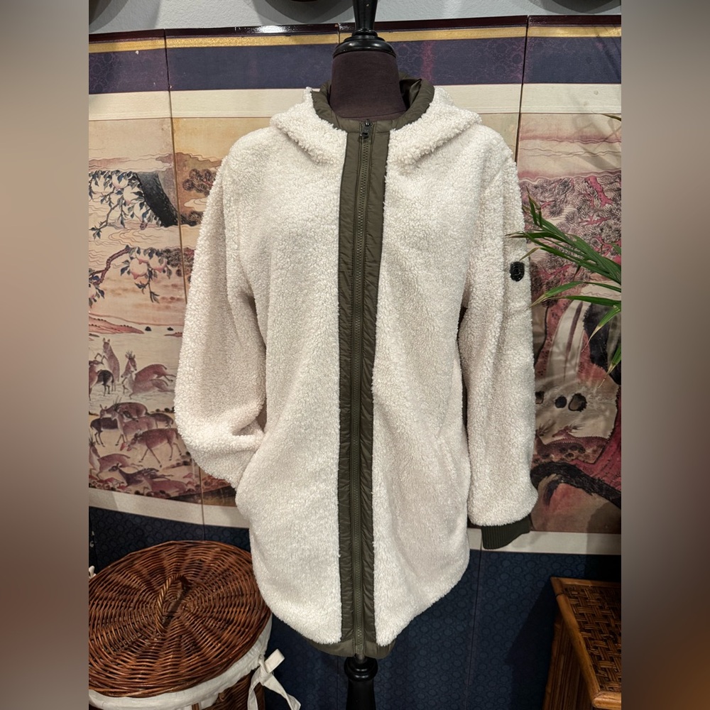 1 Madison Cream Faux Sheerling Jacket with Nylon Lining